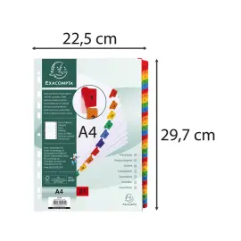 Intercalaires Imprim&eacute;s num&eacute;riques carte blanche 160g/renforts couleurs + page de garde - 31 positions - A4 - Blanc - EXACOMPTA 