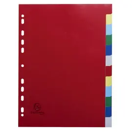 Intercalaires polypropyl&egrave;ne souple 12 positions - A4 - Couleurs assorties - Exacompta 