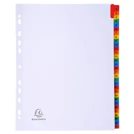 Intercalaires Imprim&eacute;s num&eacute;riques carte blanche 160 g- 31 positions - A4 Maxi - Blanc - Exacompta 