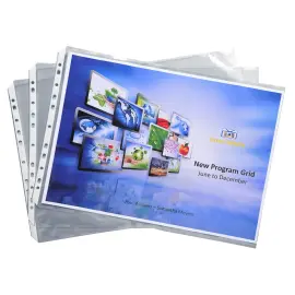Sachet de 10 pochettes perfor&eacute;es biseaut&eacute;es pour classeur Exactive - polypropyl&egrave;ne lisse 5,5/100 - A3 - Cristal - EXACOMPTA 