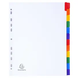 Intercalaires carte blanche 160 g - 12 positions - A4+ - Blanc - Exacompta 