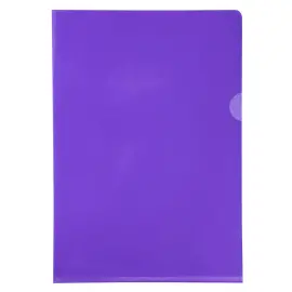 Sachet de 10 pochettes coin PVC lisse haute r&eacute;sistance 13/100e - A4 - Violet - Exacompta 