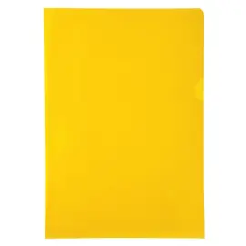 Sachet de 10 pochettes coin PVC lisse haute r&eacute;sistance 13/100e - A4 - Jaune - Exacompta 