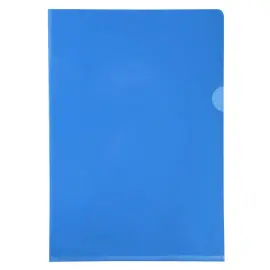 Etui carton de 100 pochettes coin PVC lisse haute r&eacute;sistance 13/100e - A4 - Bleu - Exacompta 