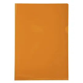 Etui carton de 100 pochettes coin PVC lisse haute r&eacute;sistance 13/100e - A4 - Orange - Exacompta 