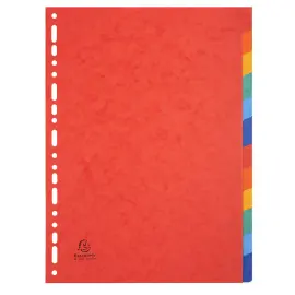 Intercalaires carte lustr&eacute;e 225 g 12 positions - A4 - Exacompta 