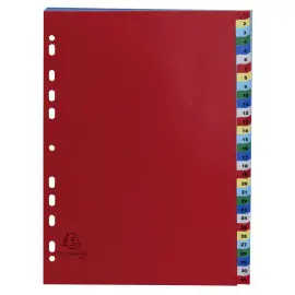 Intercalaires imprim&eacute;s num&eacute;riques PP couleurs 31 positions - A4 - EXACOMPTA 
