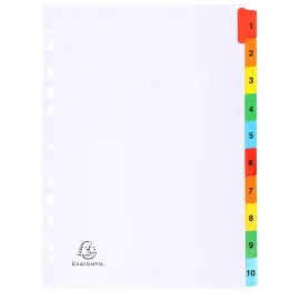 Intercalaires imprim&eacute;s num&eacute;riques carte blanche 160g 10 positions - A4 - Blanc - EXACOMPTA 