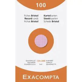 &Eacute;tui de 100 fiches - bristol quadrill&eacute; 5x5 non perfor&eacute; 125x200mm - Couleurs assorties - EXACOMPTA 