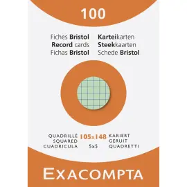 &Eacute;tui de 100 fiches - bristol quadrill&eacute; 5x5 105x148mm - Couleurs assorties - EXACOMPTA 