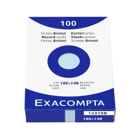 &Eacute;tui de 100 fiches - bristol uni non perfor&eacute; 105x148mm - Azur - EXACOMPTA 