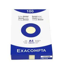 &Eacute;tui de 100 fiches - bristol uni non perfor&eacute; 148x210mm - Jaune - EXACOMPTA 