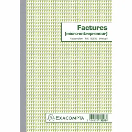 Manifolds Factures micro-entrepreneur 21x14,8cm - 50 feuillets autocopiants dupli - EXACOMPTA 