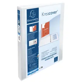 Classeur PP personnalisable Kreacover - 2 anneaux en D 20mm - A4 maxi - Blanc - EXACOMPTA 