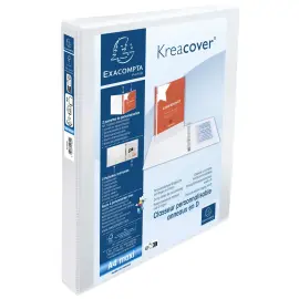 Classeur PP personnalisable Kreacover - 2 anneaux en D 30mm - A4 maxi - Blanc - EXACOMPTA 