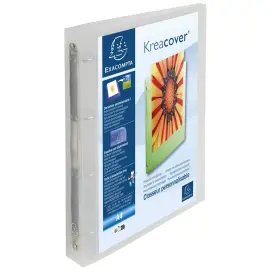 Classeur 4 anneaux 30mm polypropyl&egrave;ne chromaline 10/10e Krea Cover - A4 maxi - Incolore - EXACOMPTA 