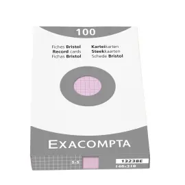&Eacute;tui de 100 fiches - bristol quadrill&eacute; 5x5 non perfor&eacute; 148x210mm - Rose - EXACOMPTA 
