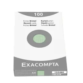 &Eacute;tui de 100 fiches - bristol quadrill&eacute; 5x5 non perfor&eacute; 148x210mm - Vert - EXACOMPTA 