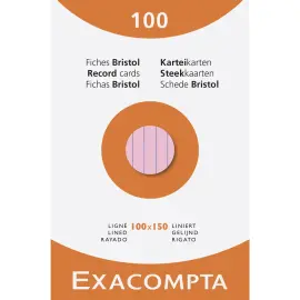 Etui de 100 fiches - bristol lign&eacute; non perfor&eacute; 100x150mm - Couleurs assorties - EXACOMPTA 