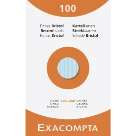 Etui de 100 fiches - bristol lign&eacute; non perfor&eacute; 125x200mm - Couleurs assorties - EXACOMPTA 