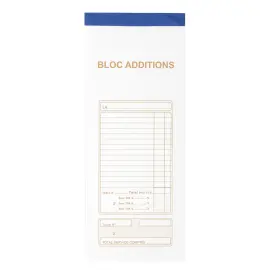 Bloc Addition 50 feuillets autocopiants num&eacute;rot&eacute;s en dupli - Format 9 ,1x22,5 cm - EXACOMPTA 