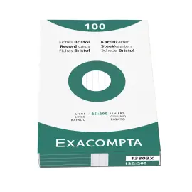 &Eacute;tui de 100 fiches - bristol blanc lign&eacute; non perfor&eacute; 125x200mm - Blanc - EXACOMPTA 
