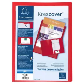 Chemise de pr&eacute;sentation polypropyl&egrave;ne souple Krea Cover - A4 - Rouge - EXACOMPTA 