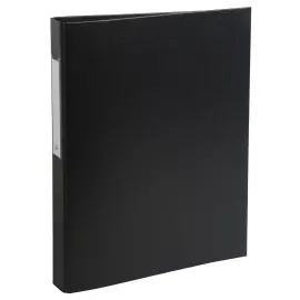Classeur rembord&eacute; polypropyl&egrave;ne 2 anneaux ronds de 25mm sur 3eme de couverture - Noir - EXACOMPTA 