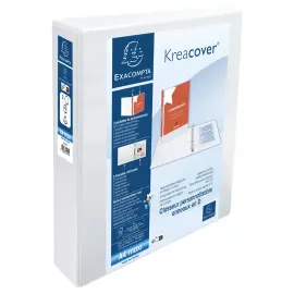 Classeur personnalisable rigide 2 poches KreaCover&reg; - 2 anneaux en D 50mm - A4 maxi - Blanc - EXACOMPTA 