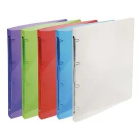 Classeur 4 anneaux 15 mm polypropyl&egrave;ne Crystal colours - A4 - Couleurs assorties - EXACOMPTA 