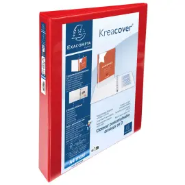 Classeur personnalisable rigide 2 poches KreaCover&reg; - 4 anneaux en D 30mm - A4 maxi - Rouge - EXACOMPTA 
