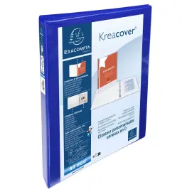 Classeur PP personnalisable Kreacover - 4 anneaux en D 15mm - A4 maxi - Bleu - EXACOMPTA 
