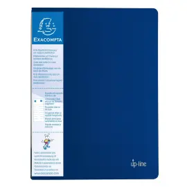 Prot&egrave;ge-documents en polypropyl&egrave;ne rigide avec porte &eacute;tiquette 3 faces Up Line Opaque 80 vues - A4 - Bleu - EXACOMPTA 
