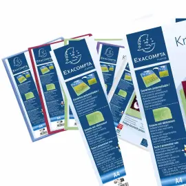 Prot&egrave;ge-documents en polypropyl&egrave;ne semi rigide Kreacover&reg; Chromaline 120 vues - A4 - Couleurs assorties - EXACOMPTA 