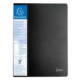 Prot&egrave;ge-documents en polypropyl&egrave;ne rigide avec porte &eacute;tiquette 3 faces Up Line Opaque 40 vues - A4 - Noir - EXACOMPTA 