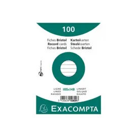 Paquet 100 fiches sous film - lign&eacute; non perfor&eacute; - 105 x 148 mm - Blanc - Exacompta 