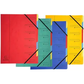 Trieur agraf&eacute; avec &eacute;lastiques 7 compartiments - Couleurs assorties - EXACOMPTA 