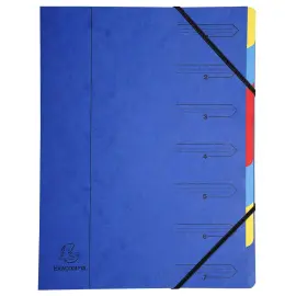 Trieur agraf&eacute; avec &eacute;lastiques 7 compartiments - Bleu - EXACOMPTA 
