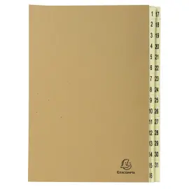 Trieur rigide 31 compartiments de 1 &agrave; 31 Forever kraft - A4 - Brun - EXACOMPTA 