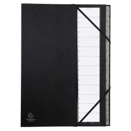 Trieur rigide Ordonator numerique dos extensible 12 compartiments 1 &agrave; 12 - Noir - EXACOMPTA 