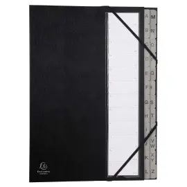 Trieur rigide Ordonator alphab&eacute;tique dos extensible 24 compartiments A &agrave; Z - Noir - EXACOMPTA 