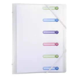 Trieur polypropyl&egrave;ne 3 rabats 6 compartiments Chromaline - A4 - Incolore - EXACOMPTA 