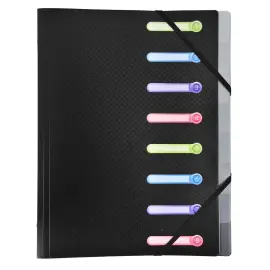 Trieur polypropyl&egrave;ne 3 rabats 8 compartiments OPAK - Noir - EXACOMPTA 