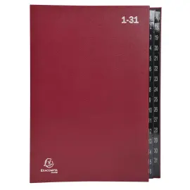 Trieur rigide Economique Ordonator 32 compartiments num&eacute;riques - 24x34cm - Rouge - EXACOMPTA 