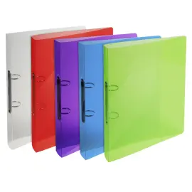 Classeur 2 anneaux 30 mm polypropyl&egrave;ne Crystal - A4 maxi - Couleurs assorties - EXACOMPTA 