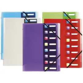 Trieur polypropyl&egrave;ne 3 rabats Crystal colours 8 compartiments - Couleurs assorties - EXACOMPTA 