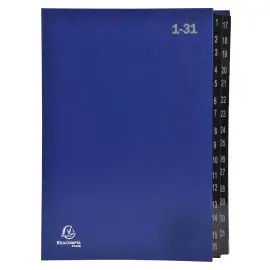 Trieur rigide Economique Ordonator 32 compartiments num&eacute;riques - 24 x 34 cm - Bleu - Exacompta 