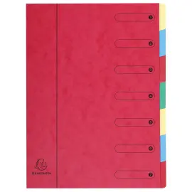Trieur extensible Harmonika sans &eacute;lastique fen&ecirc;tres imprim&eacute;es 7 compartiments - A4 - Rouge - EXACOMPTA 