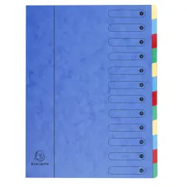 Trieur extensible Harmonika sans &eacute;lastique fen&ecirc;tres imprim&eacute;es 12 compartiments - A4 - Bleu - EXACOMPTA 