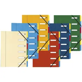 Trieur HARMONIKA&reg; &agrave; fen&ecirc;tres avec &eacute;lastiques v&eacute;ritable carte lustr&eacute;e 6 compartiments - Couleurs assorties - EXACOMPTA 